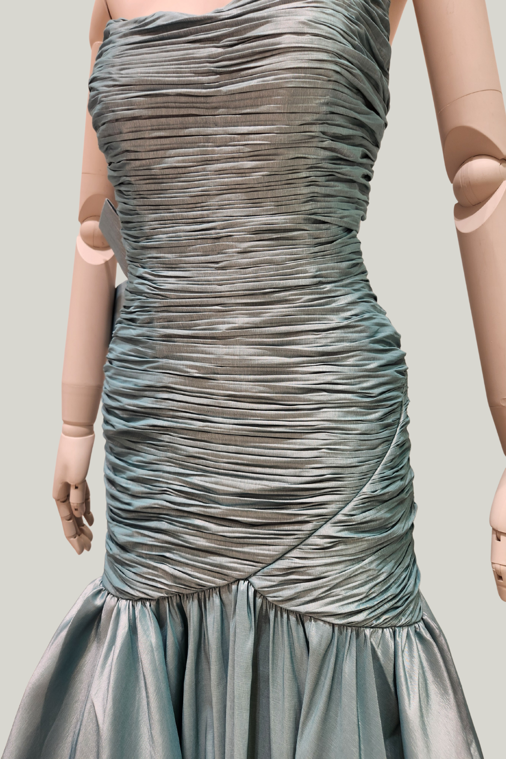 Ruched Taffeta Mermaid Dress – Back Bow Detail