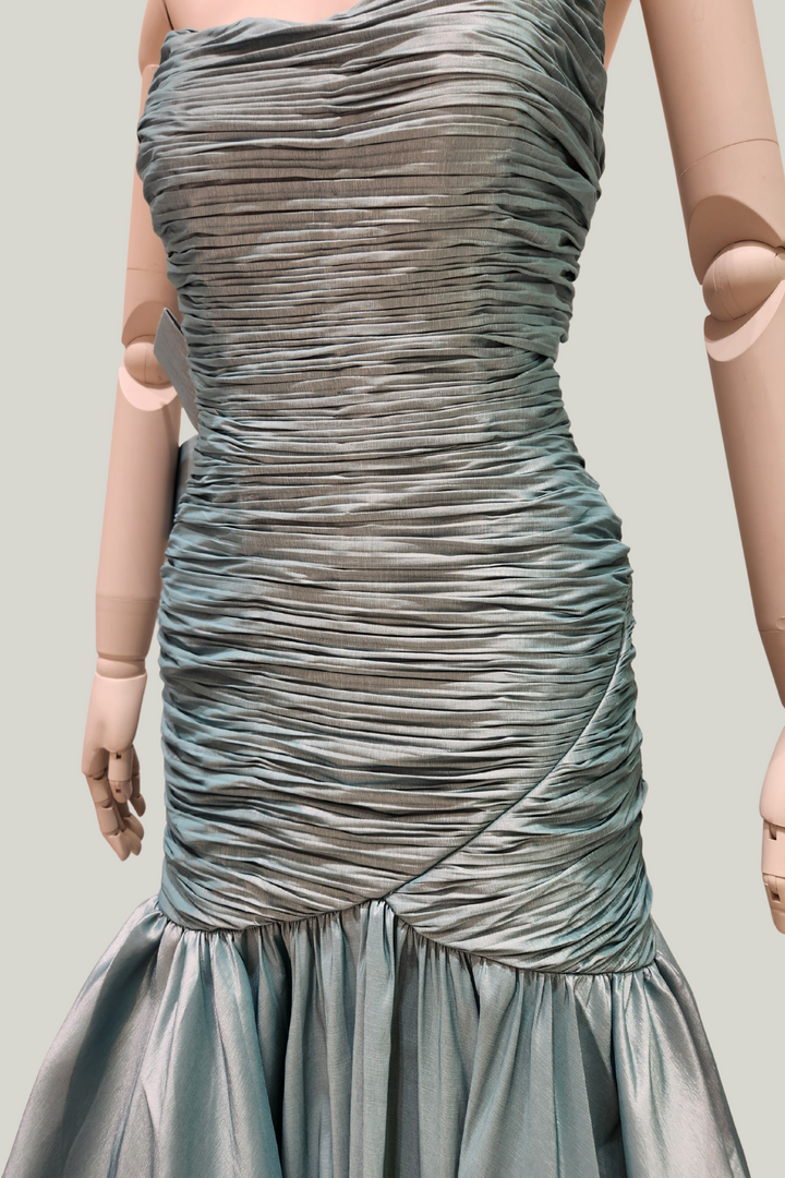 Ruched Taffeta Mermaid Dress – Back Bow Detail