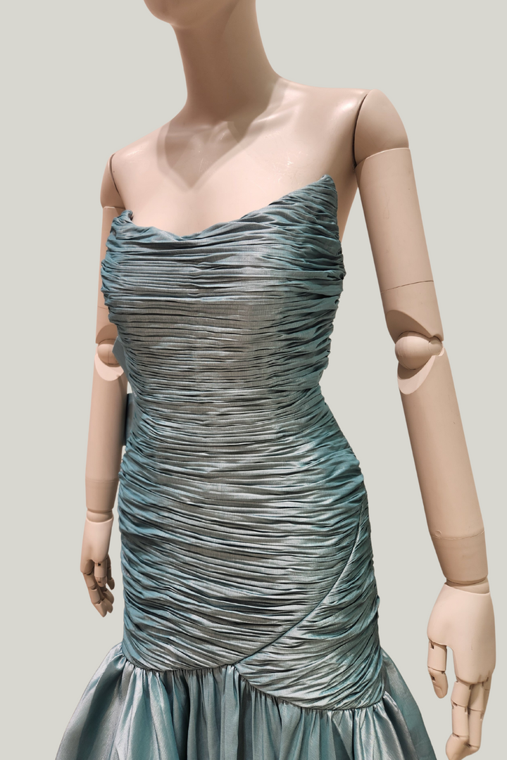 Ruched Taffeta Mermaid Dress – Back Bow Detail