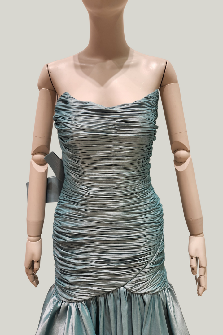 Ruched Taffeta Mermaid Dress – Back Bow Detail