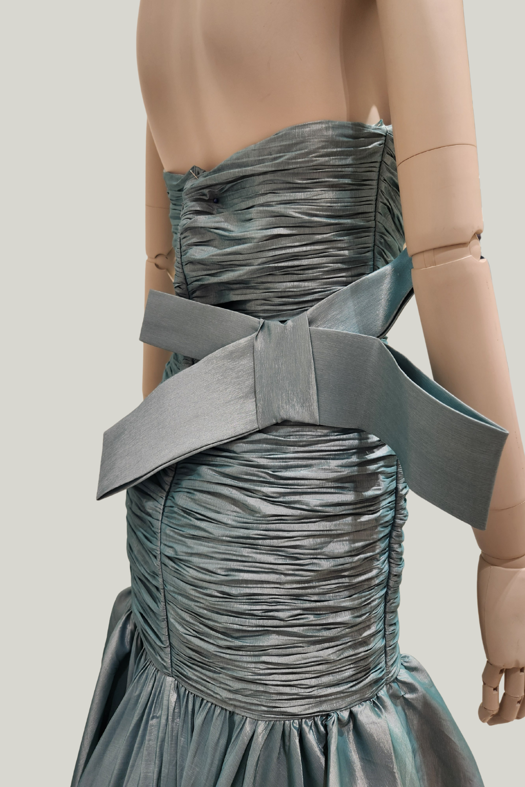 Ruched Taffeta Mermaid Dress – Back Bow Detail
