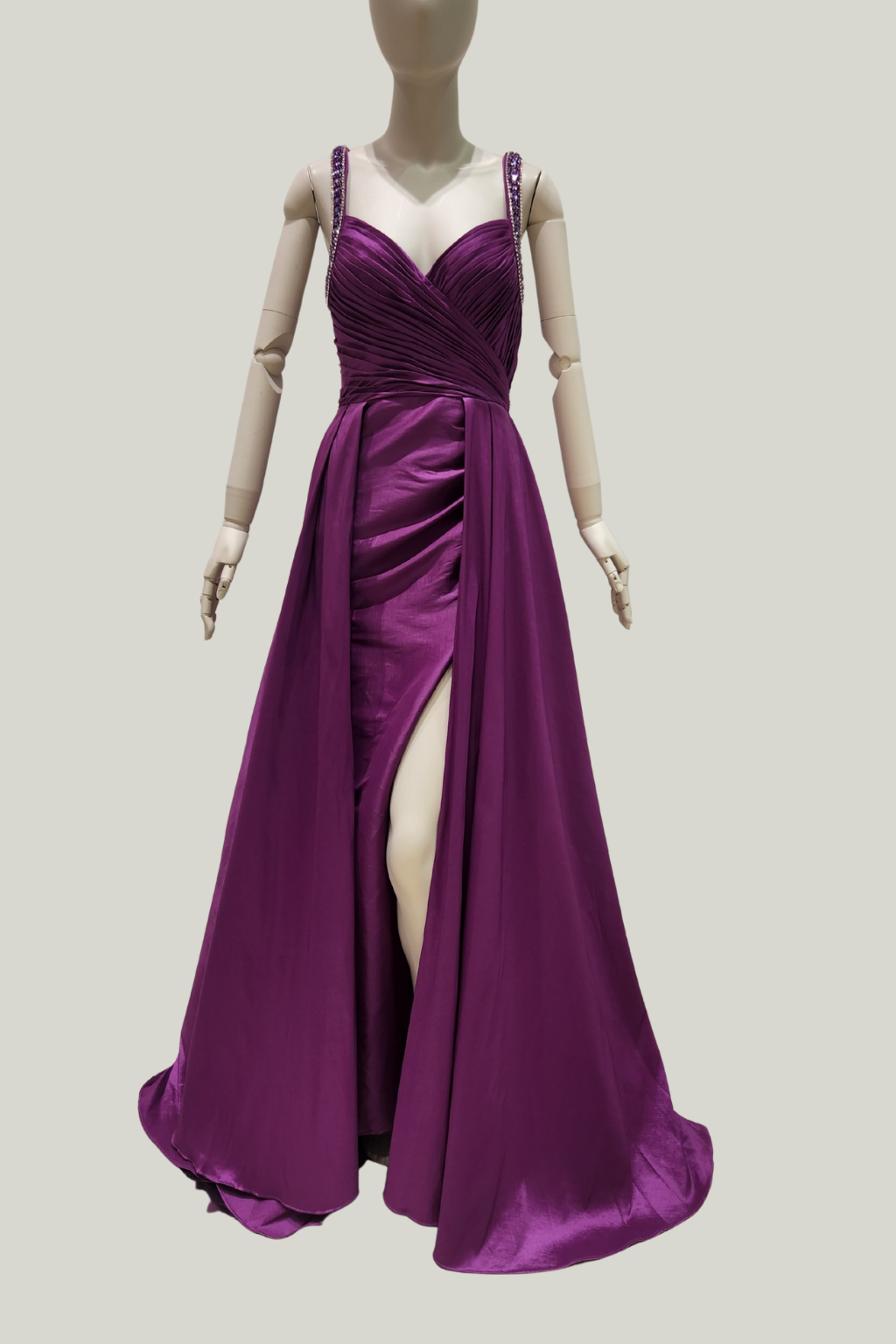 Beaded-Strap Draped Dress