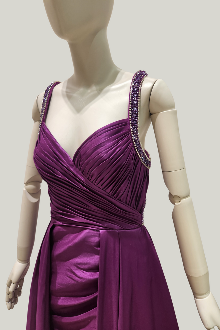 Beaded-Strap Draped Dress