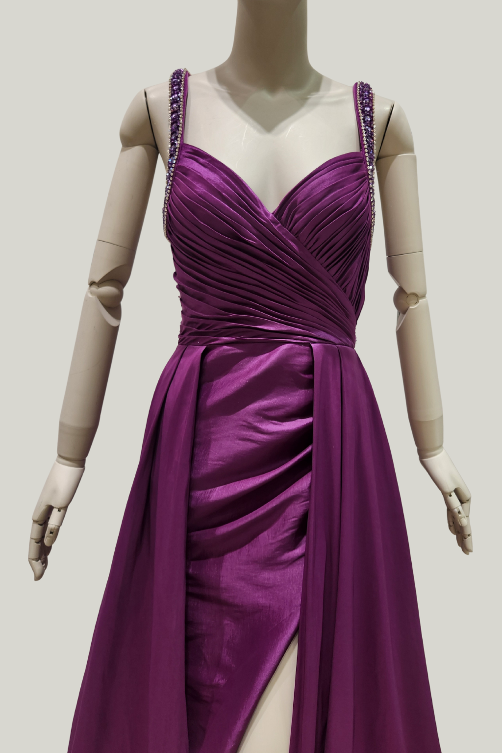 Beaded-Strap Draped Dress