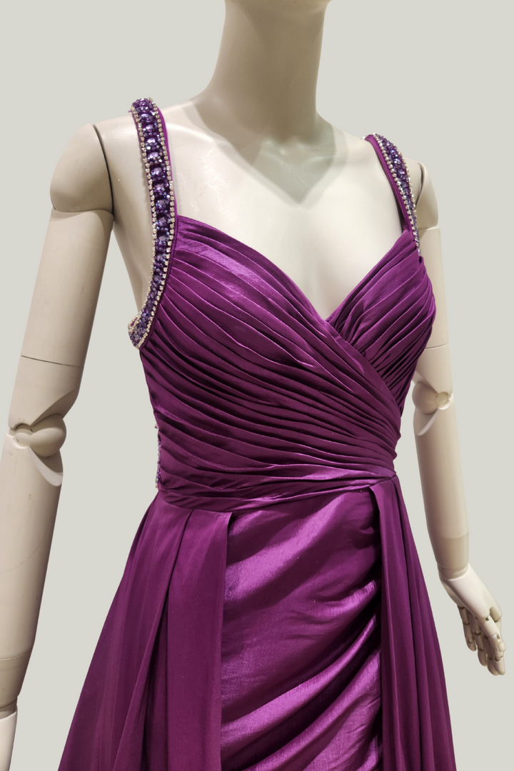 Beaded-Strap Draped Dress