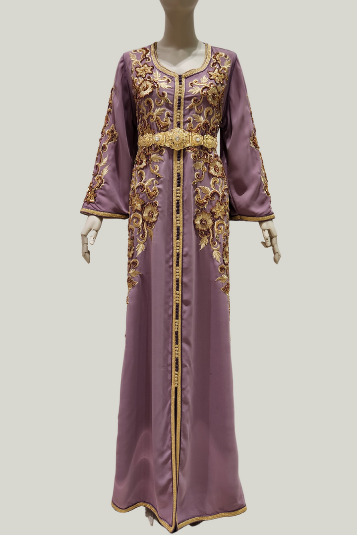 Luxury Embroidered Crepe Kaftan – Regal Elegance
