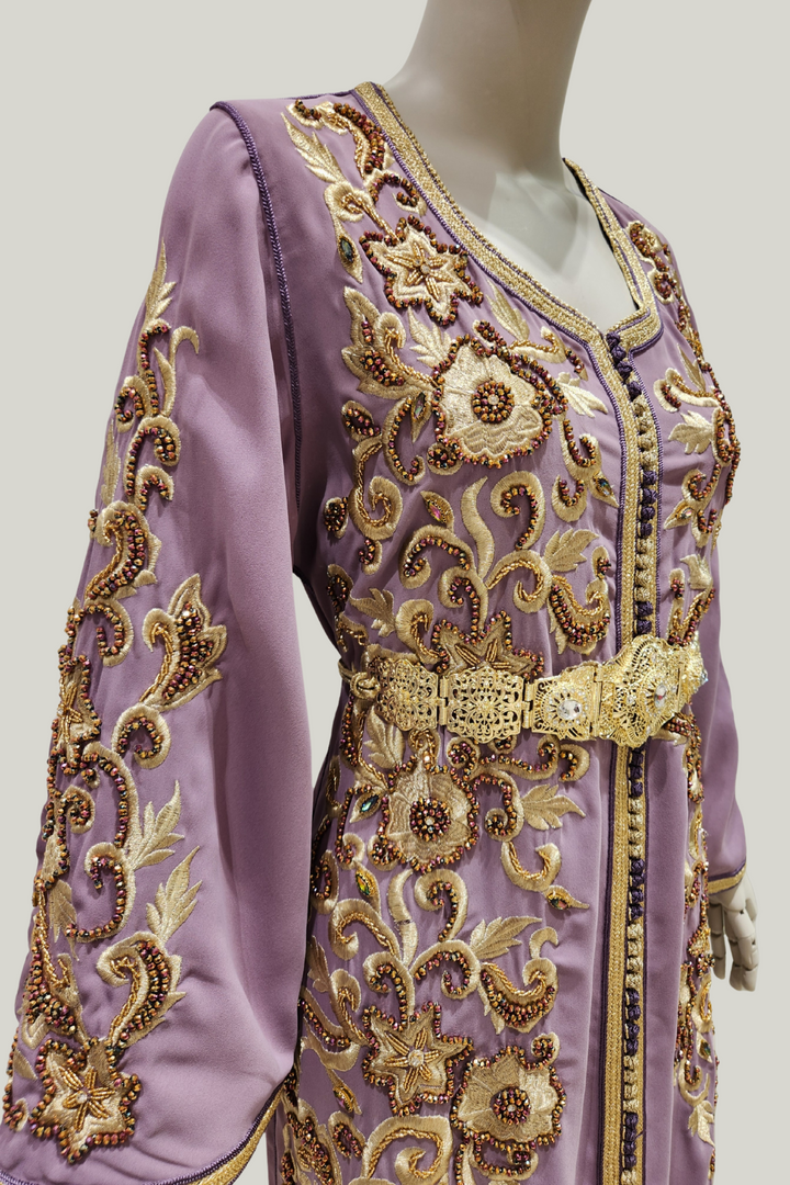 Luxury Embroidered Crepe Kaftan – Regal Elegance