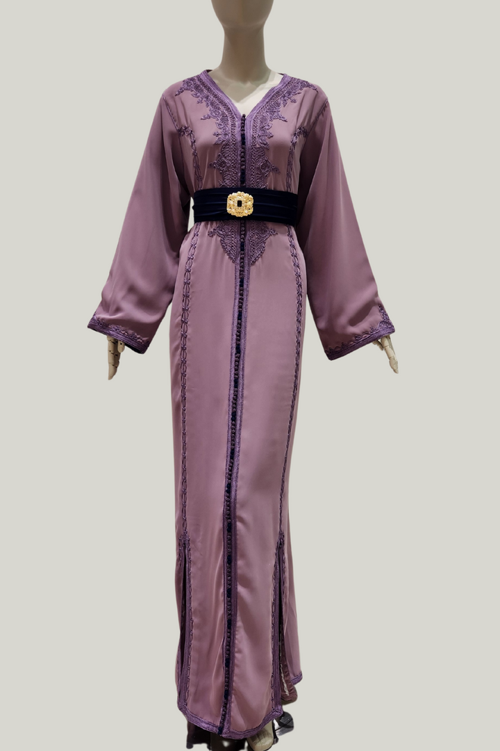 Embroidered Crepe Moroccan Kaftan – Timeless Elegance