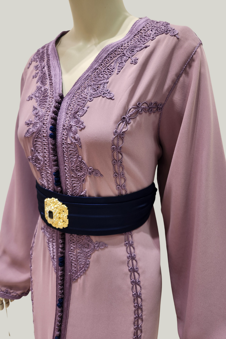 Embroidered Crepe Moroccan Kaftan – Timeless Elegance