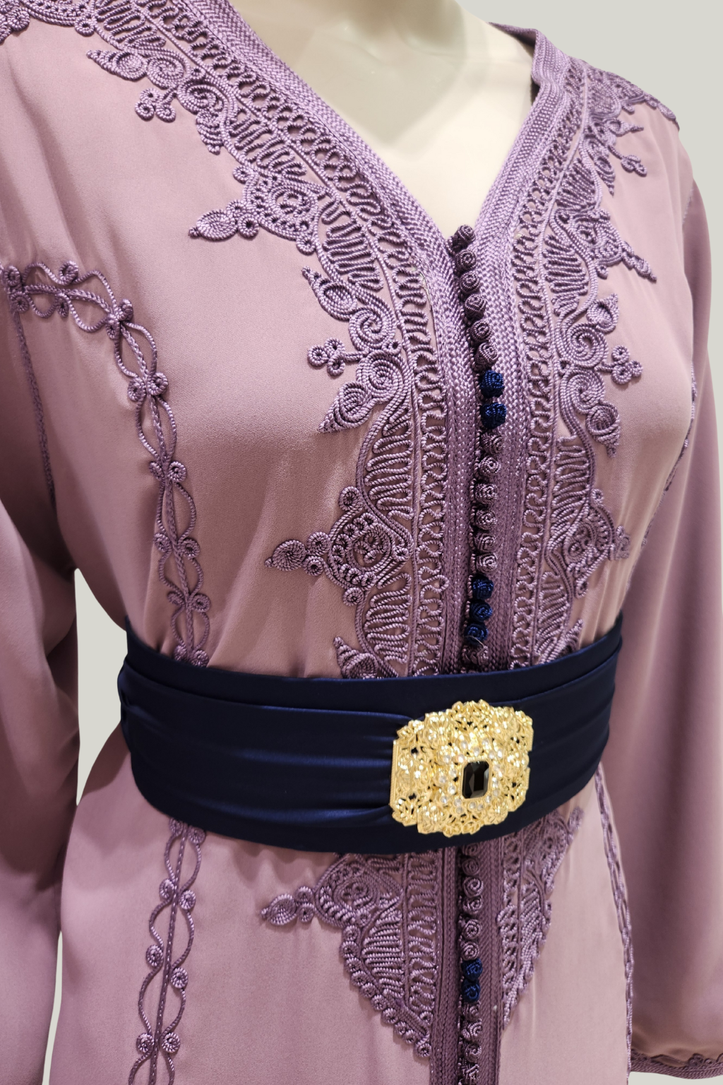 Embroidered Crepe Moroccan Kaftan – Timeless Elegance