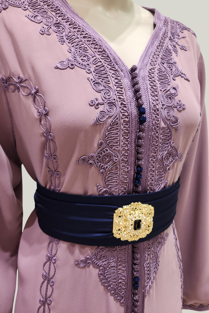 Embroidered Crepe Moroccan Kaftan – Timeless Elegance