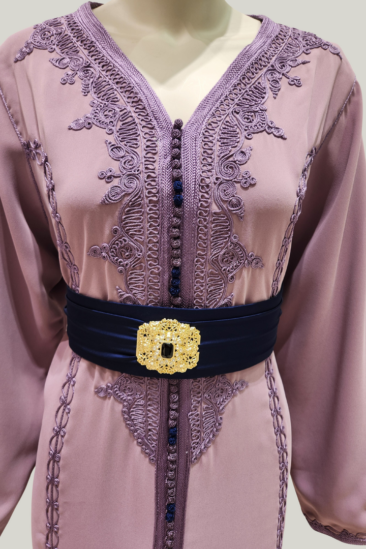 Embroidered Crepe Moroccan Kaftan – Timeless Elegance