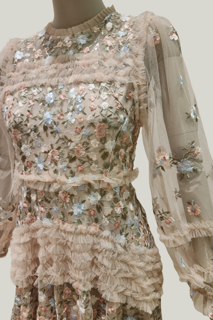 Floral Ruffle Chiffon Dress – Romantic Elegance