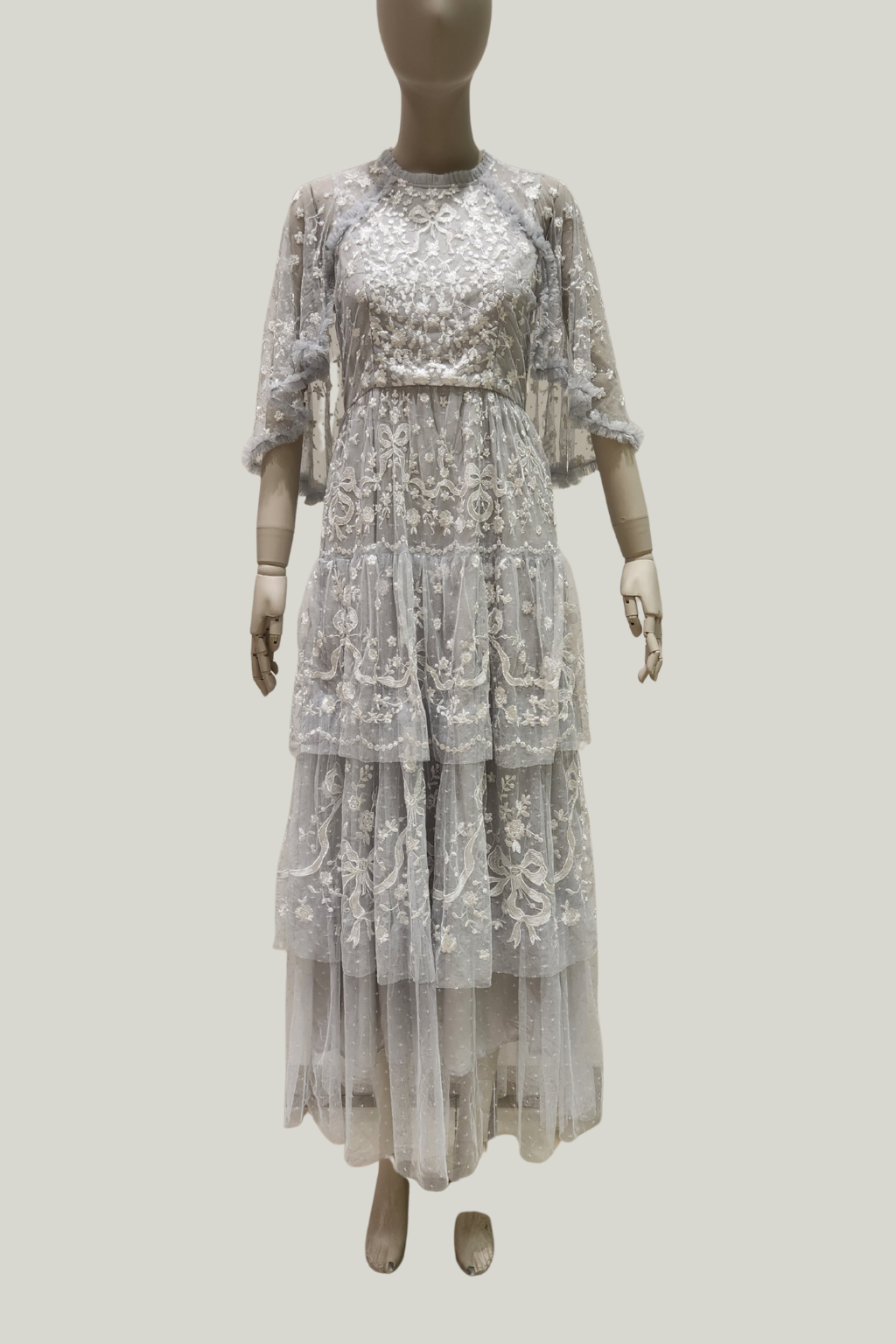 Embroidered Tiered Tulle Dress