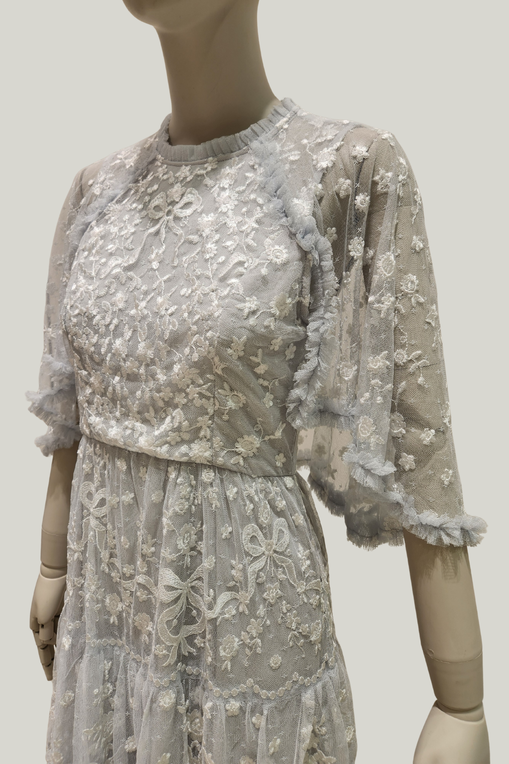 Embroidered Tiered Tulle Dress