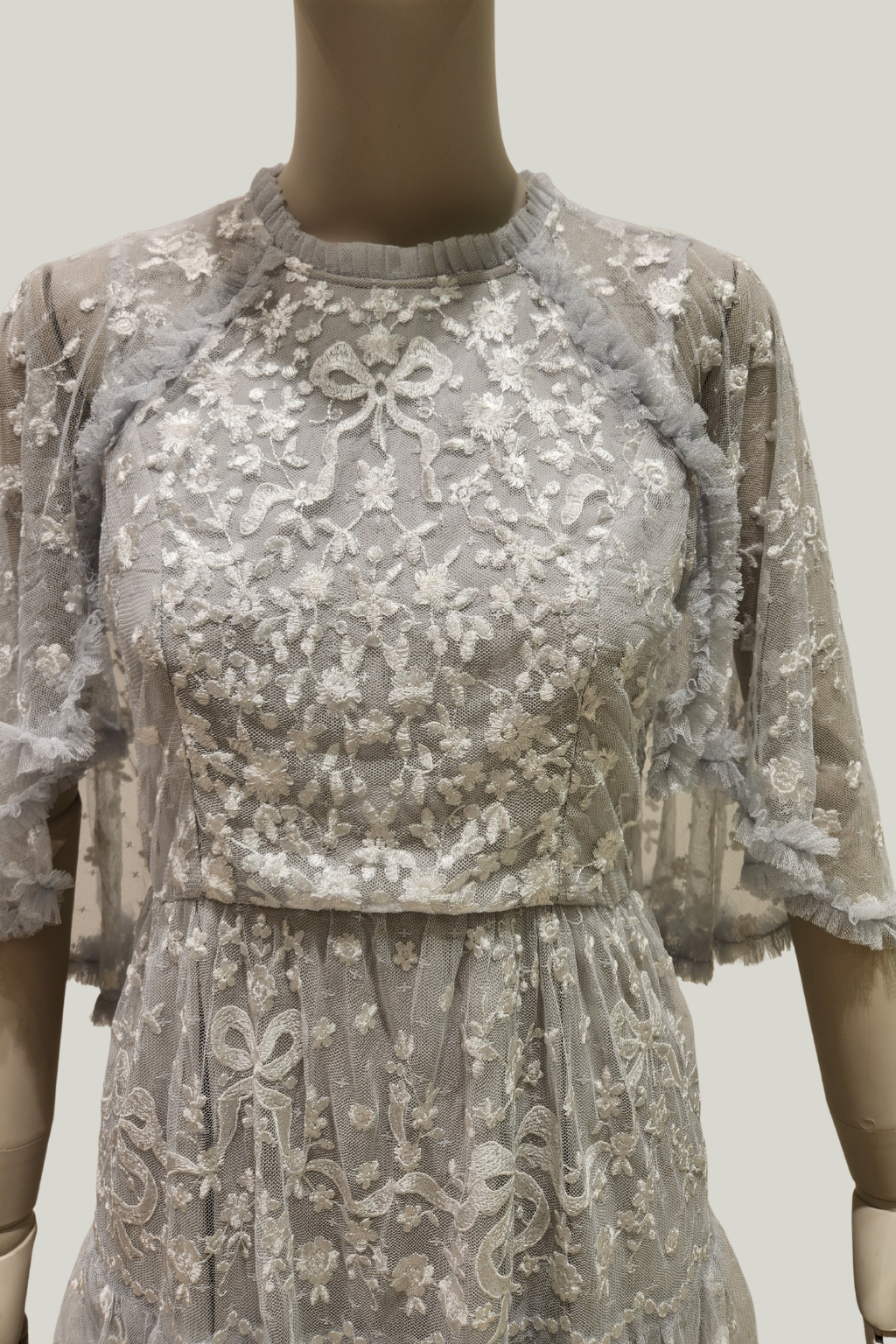 Embroidered Tiered Tulle Dress