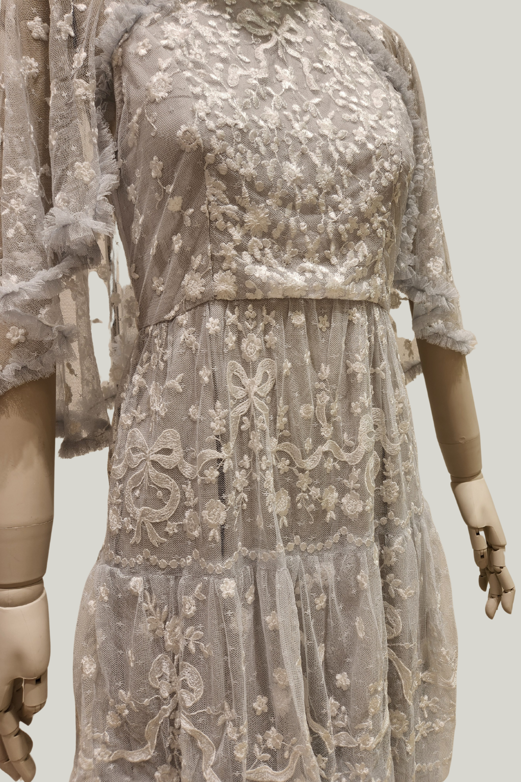 Embroidered Tiered Tulle Dress