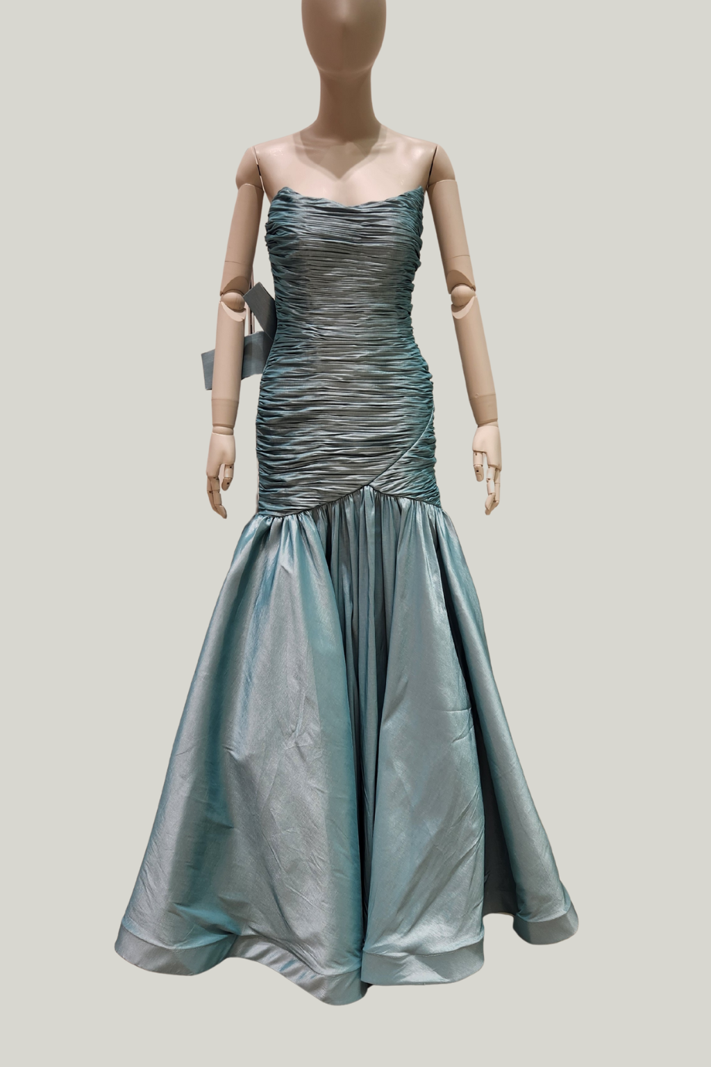 Ruched Taffeta Mermaid Dress – Back Bow Detail