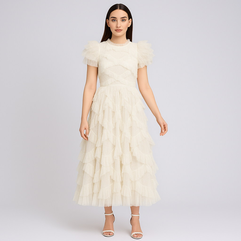 Ruffle Chiffon Dress – Party Fit
