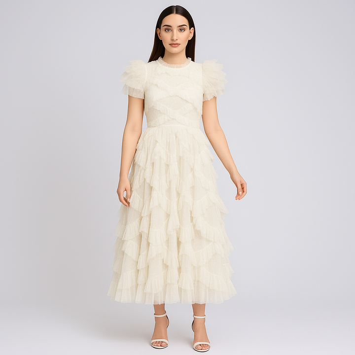 Ruffle Chiffon Dress – Party Fit
