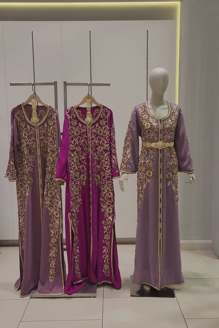 Luxury Embroidered Crepe Kaftan – Regal Elegance